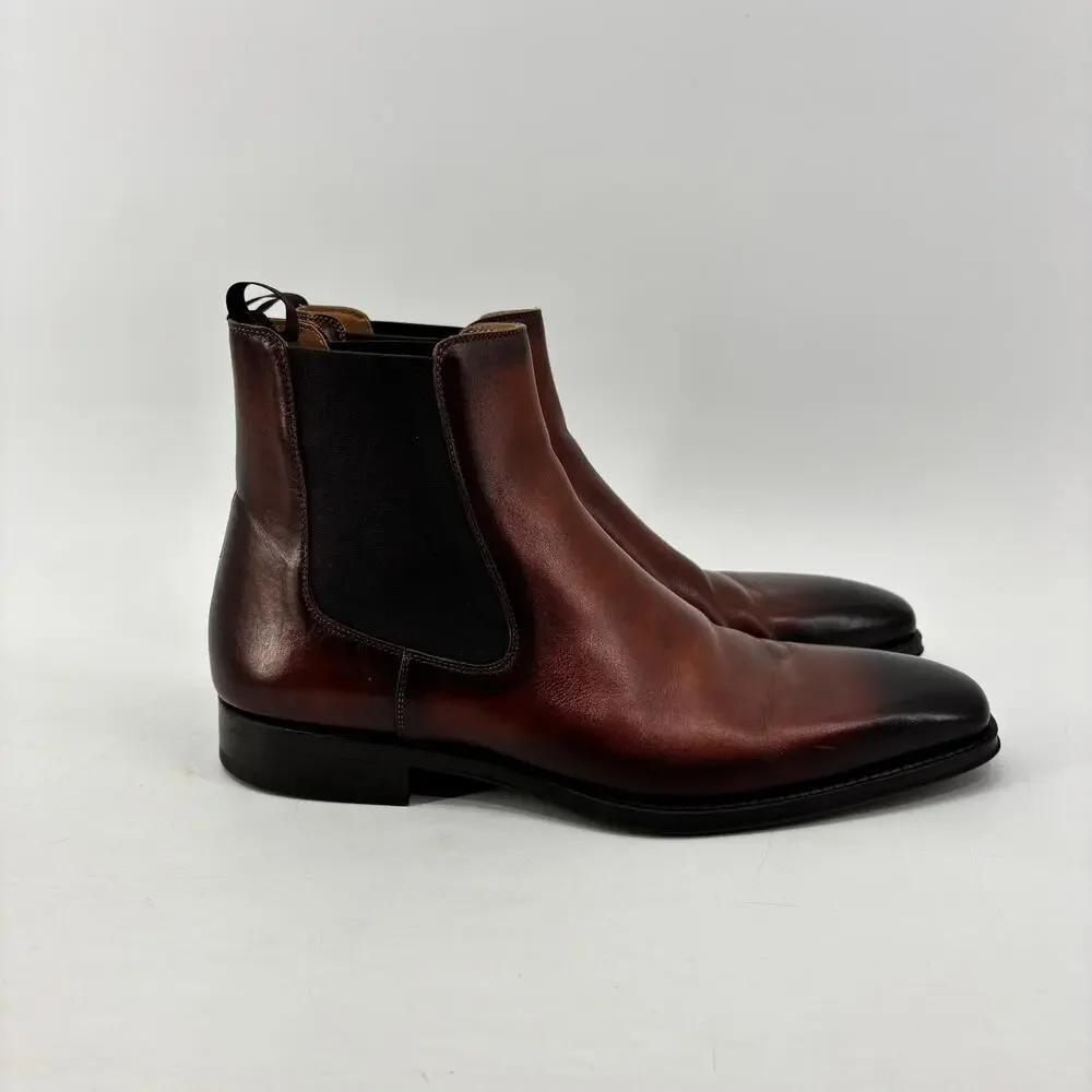 Magnanni Mens Size 8 Chelsea Boots Brown Pull On Business Casual